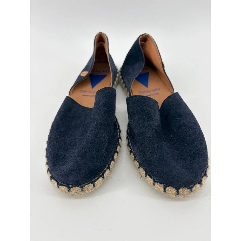 Verbenas Carmen Serraje Suede Leather Flat Espadrilles Navy Shoes,Women 39 (8.5)